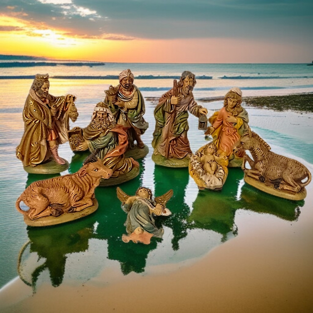 9 Vtg Nativity Set Italy Figures Holy Family Mary Jesus Joseph Wisemen Composite - Picture 14 of 16